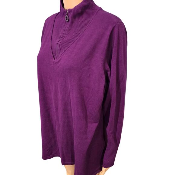 Susan Graver Purple Long Sleeve 1/4 Zip Pullover Sweater 2X - Picture 2 of 6
